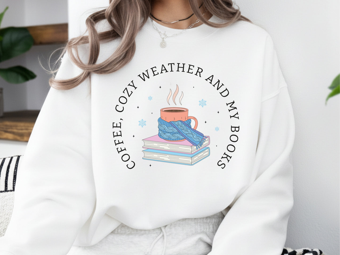Coffee Cozy Weather and My Books, Bookish Winter PNG