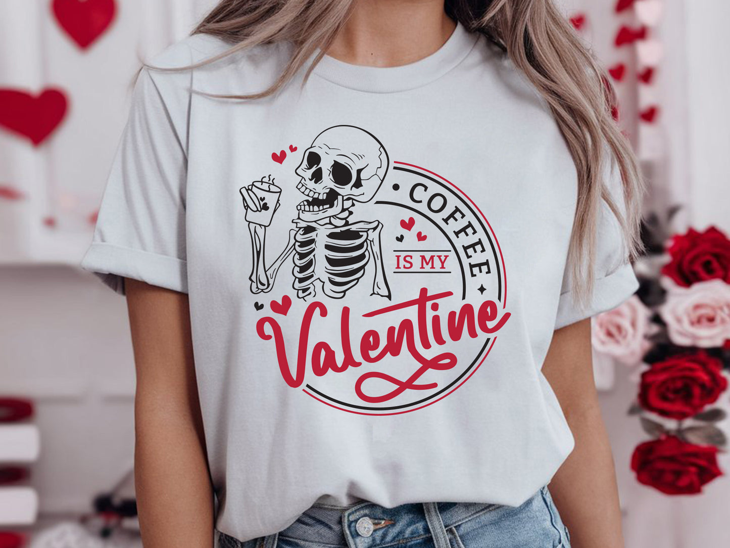 Coffee is My Valentine with Skeleton SVG Design