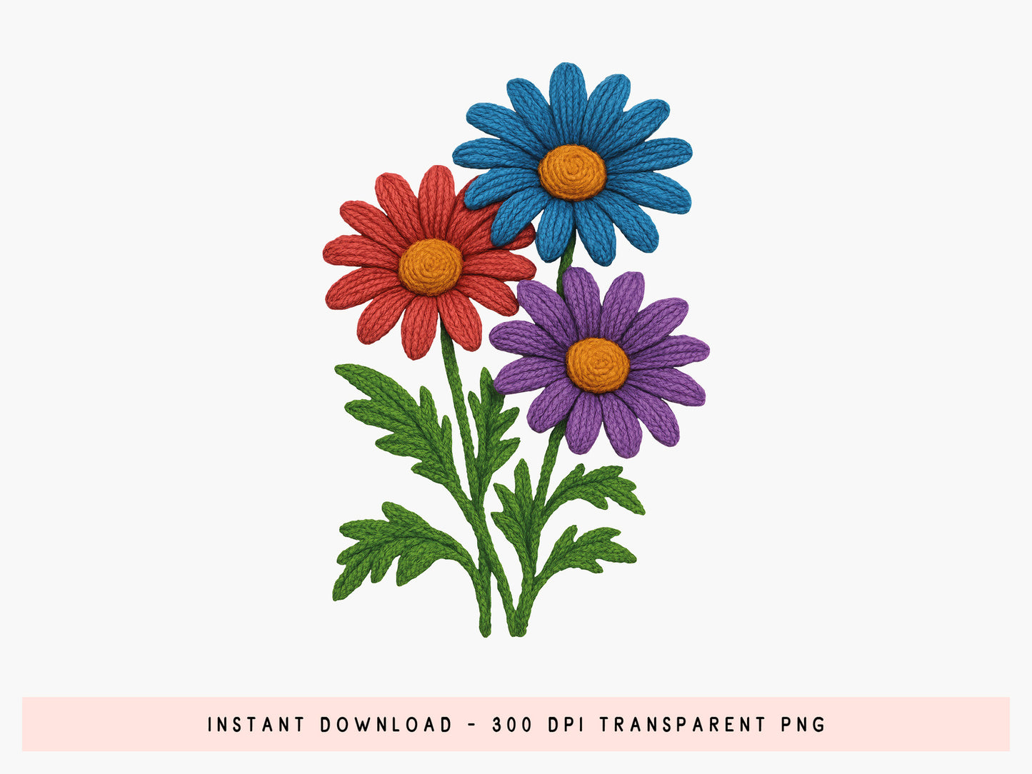 Colorful Faux Embroidery Wildflower PNG