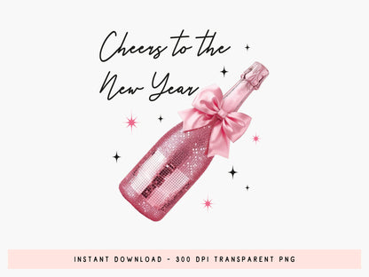 Coquette Champagne Bottle Cheers to the New Year PNG