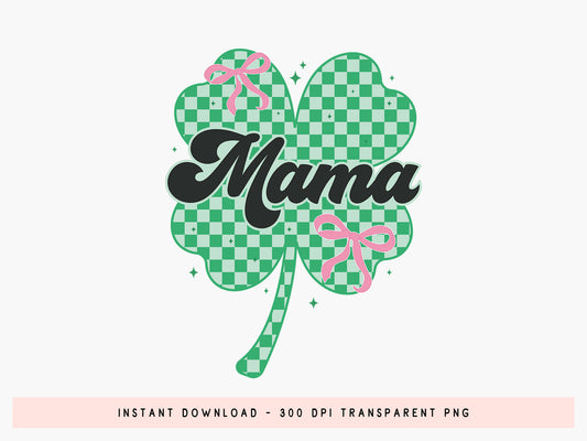 Checkered Clover Coquette Mama St Patrick's Day PNG