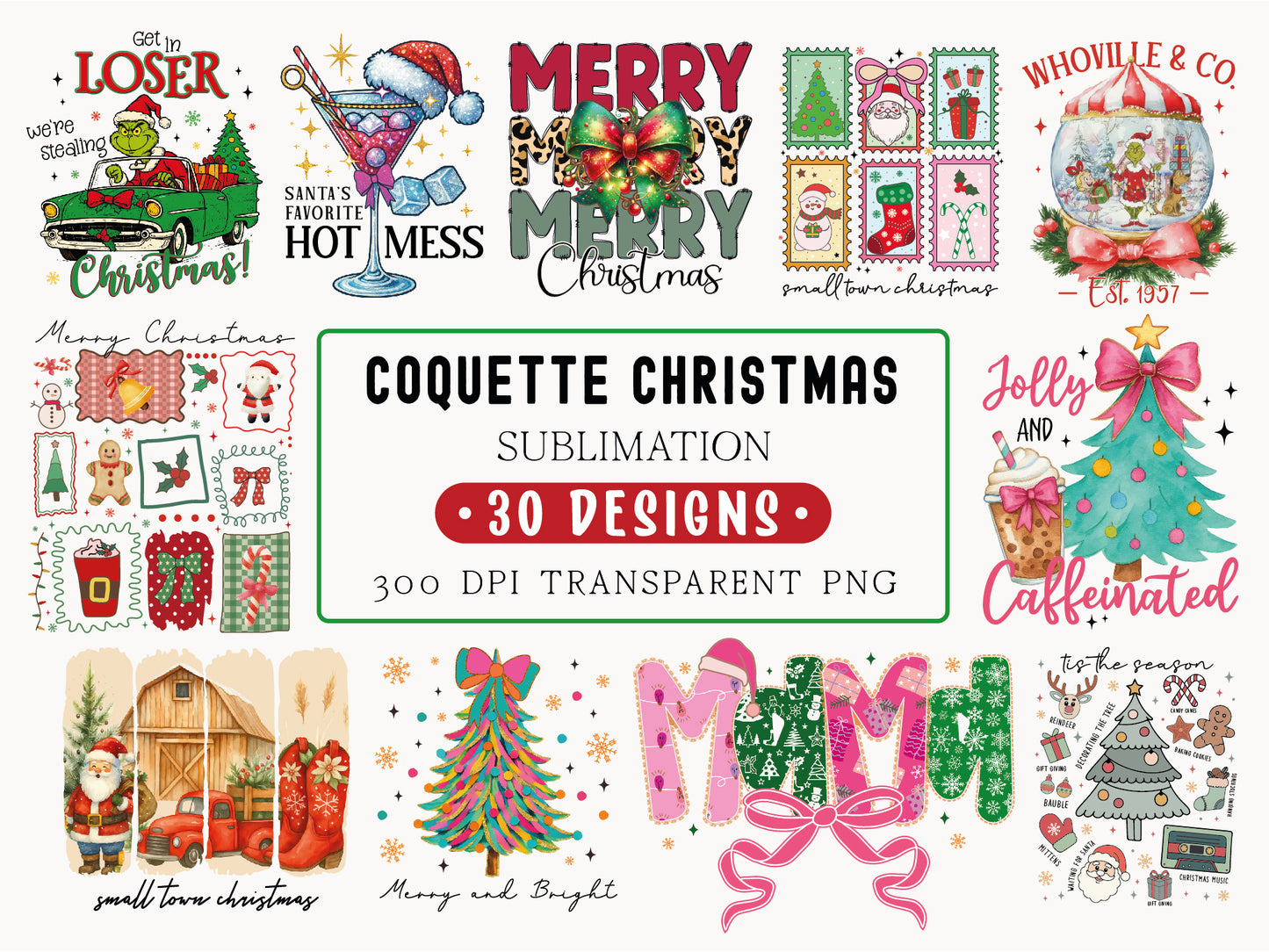 Coquette Christmas Sublimation Designs Bundle