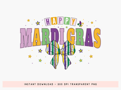 Coquette Happy Mardi Gras PNG Sublimation