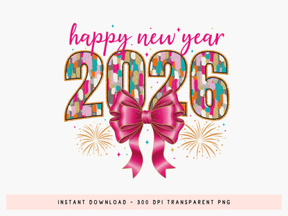 Coquette Happy New Year 2026 Sublimation