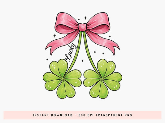 Coquette Lucky Clover St Patrick's Day PNG