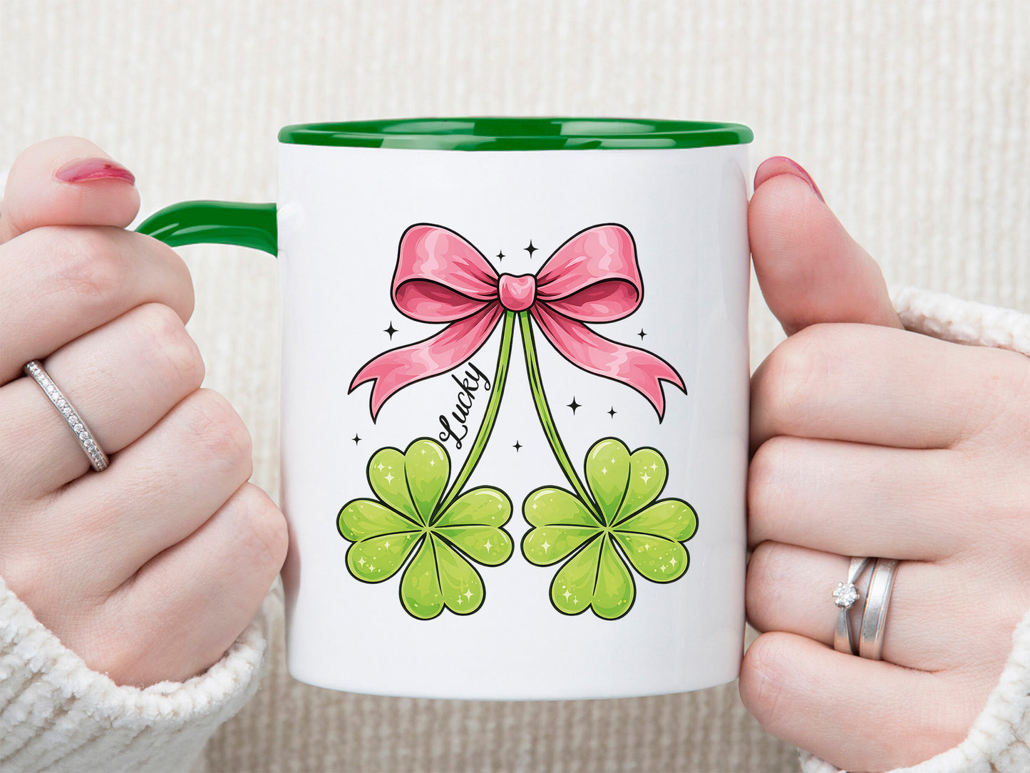 Coquette Lucky Clover St Patrick's Day PNG