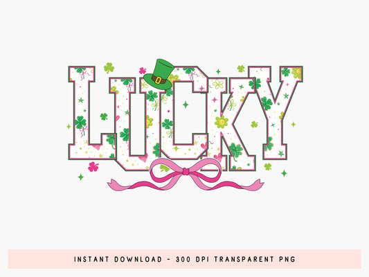 Coquette Lucky St Patrick's Day Sublimation PNG