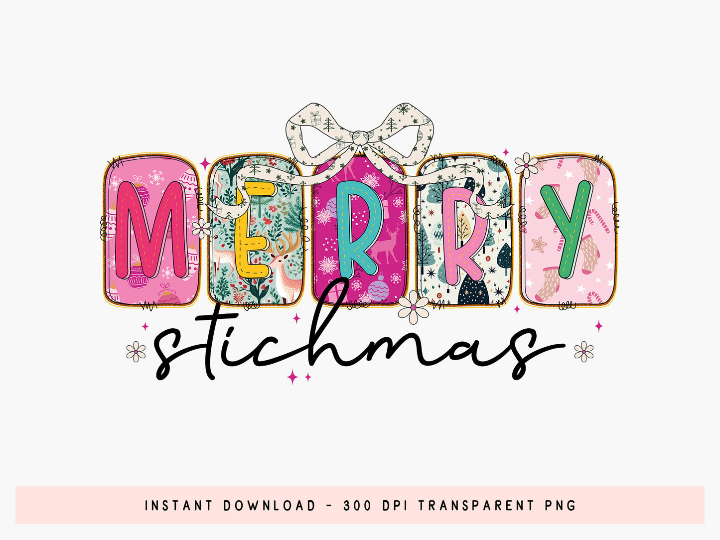 Coquette Merry Stitchmas Sublimation Design