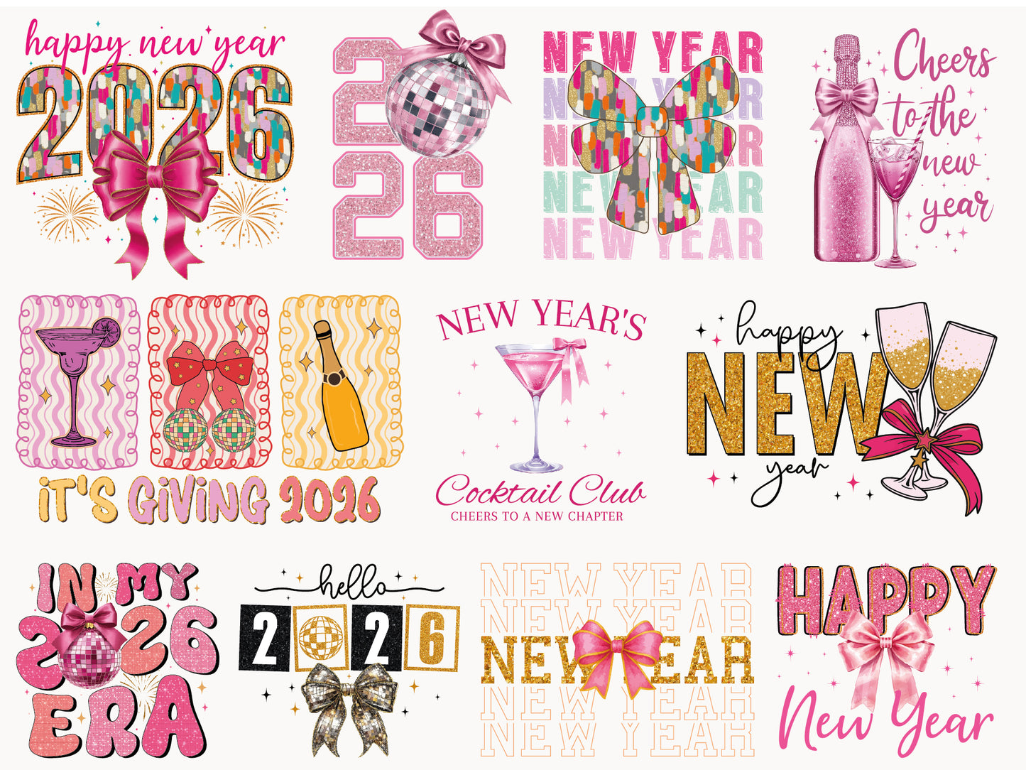 Coquette New Year Sublimation Designs Bundle