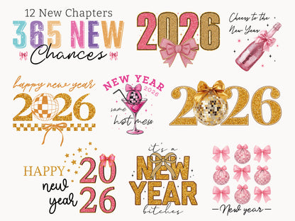 Coquette New Year Sublimation Designs Bundle