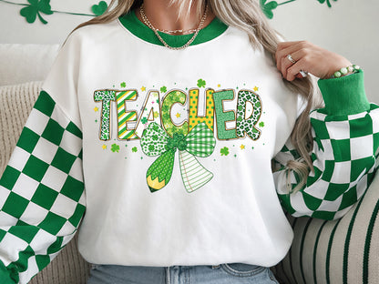Coquette Teacher St Patrick's Day PNG