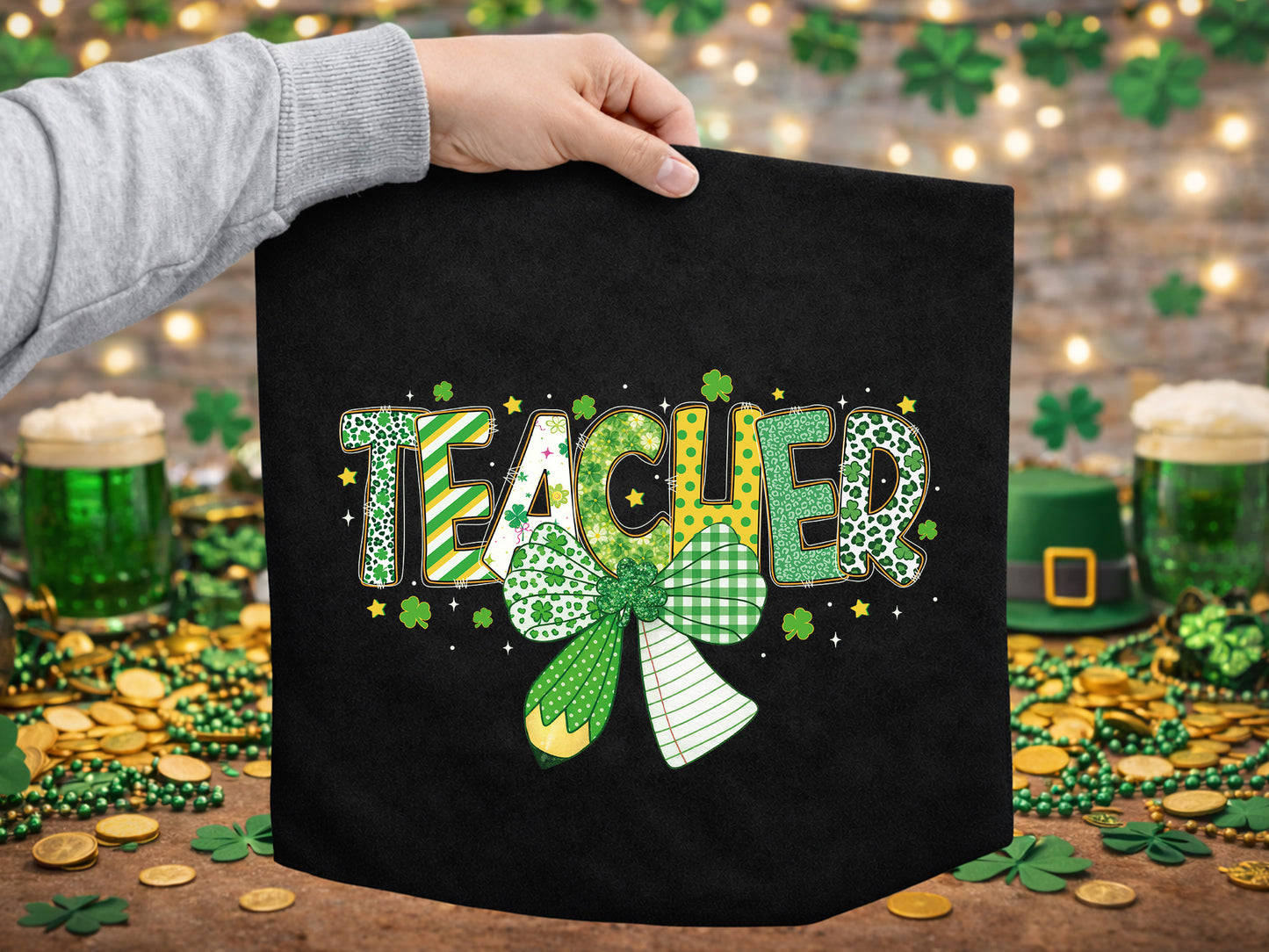Coquette Teacher St Patrick's Day PNG