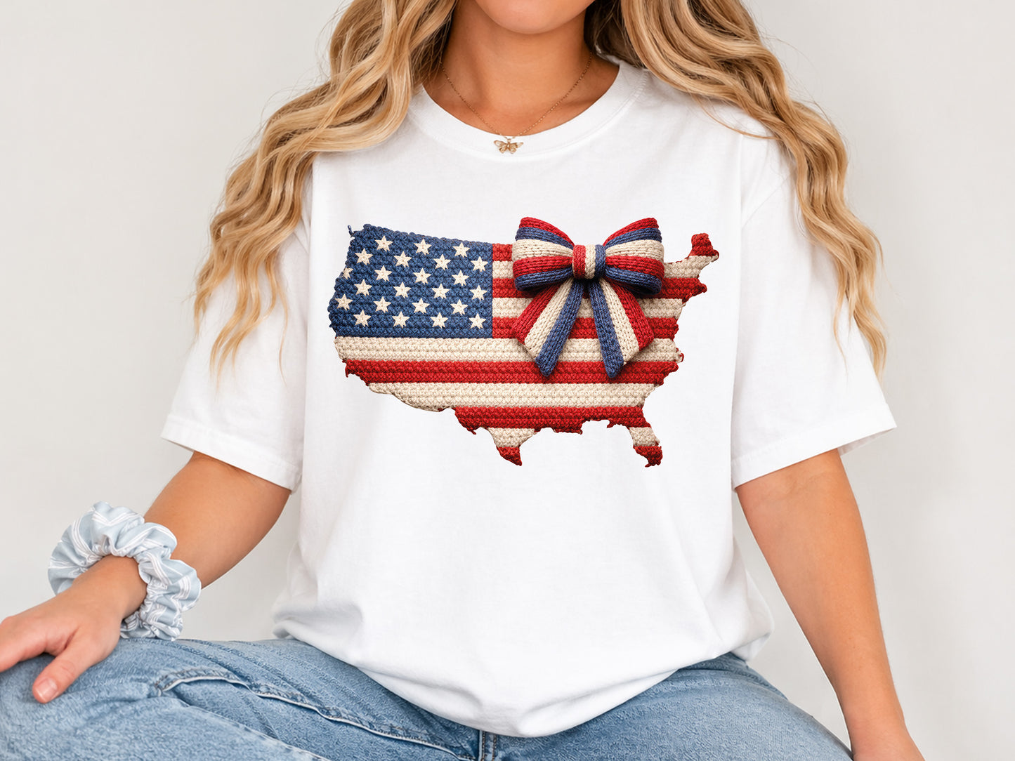 Coquette USA Map Faux Yarn Clipart PNG