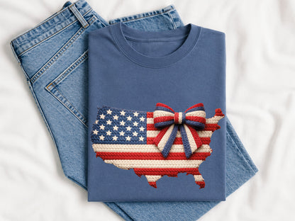 Coquette USA Map Faux Yarn Clipart PNG
