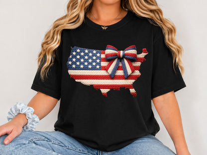 Coquette USA Map Faux Yarn Clipart PNG