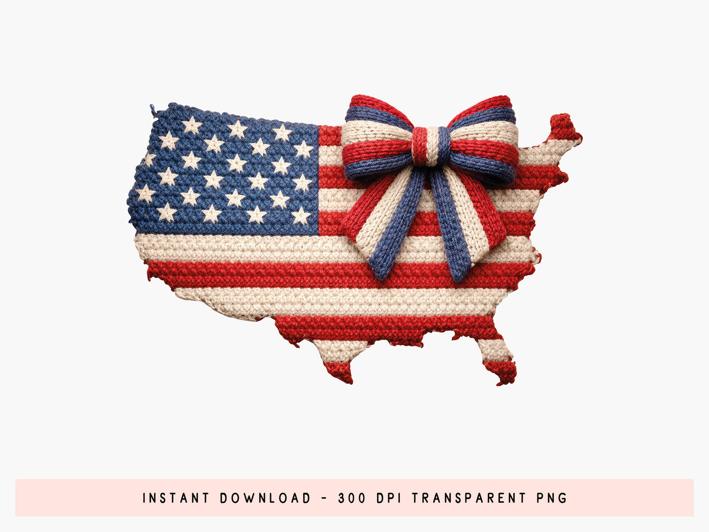 Coquette USA Map Faux Yarn Clipart PNG