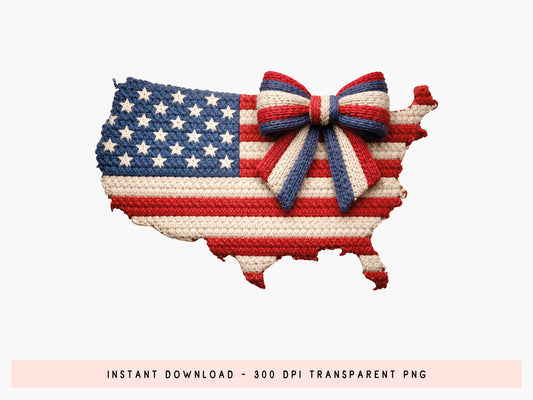 Coquette USA Map Faux Yarn Clipart PNG
