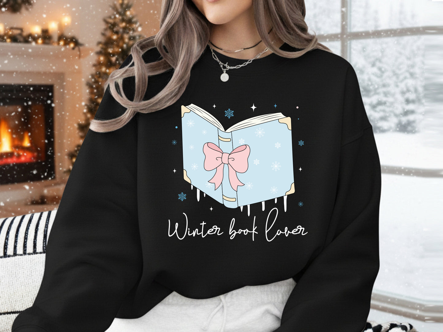 Coquette Winter Book Lover Sublimation PNG