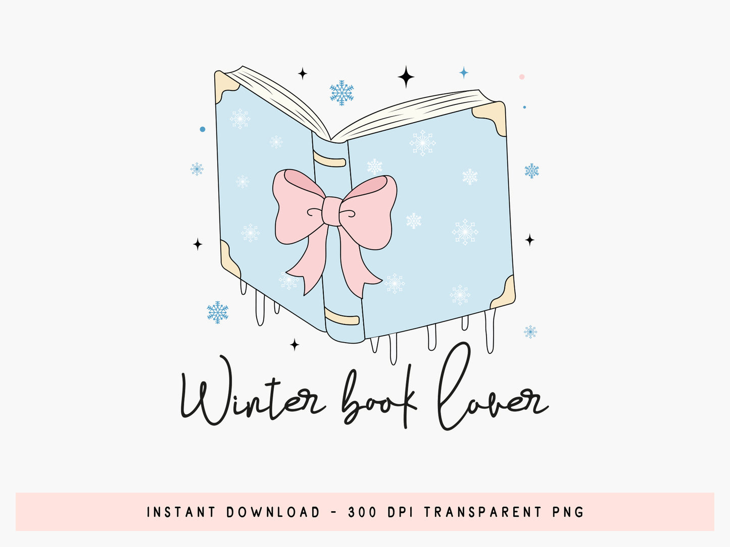 Coquette Winter Book Lover Sublimation PNG
