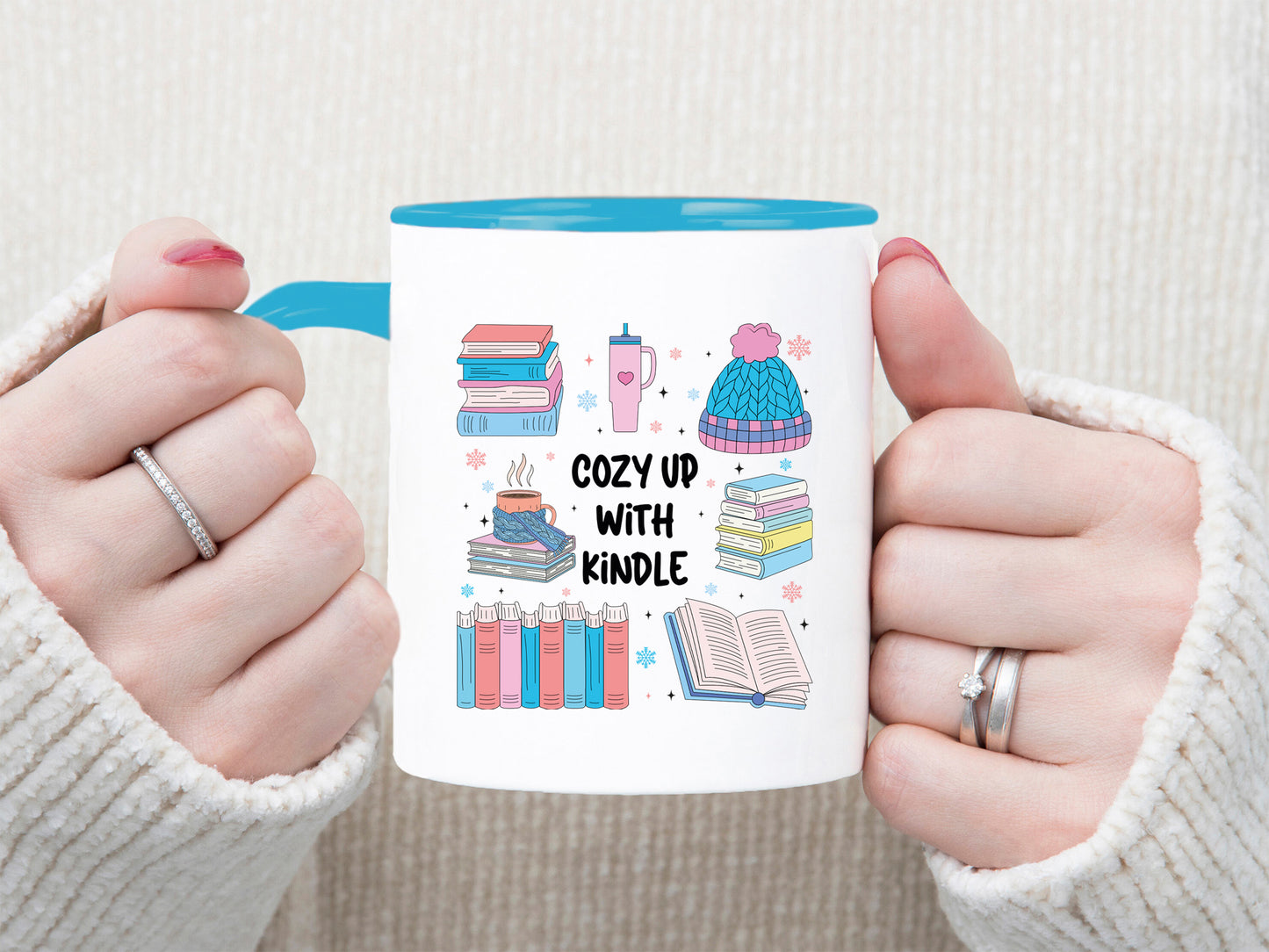 Cozy up with Kindle, Bookish Winter PNG Sublimation