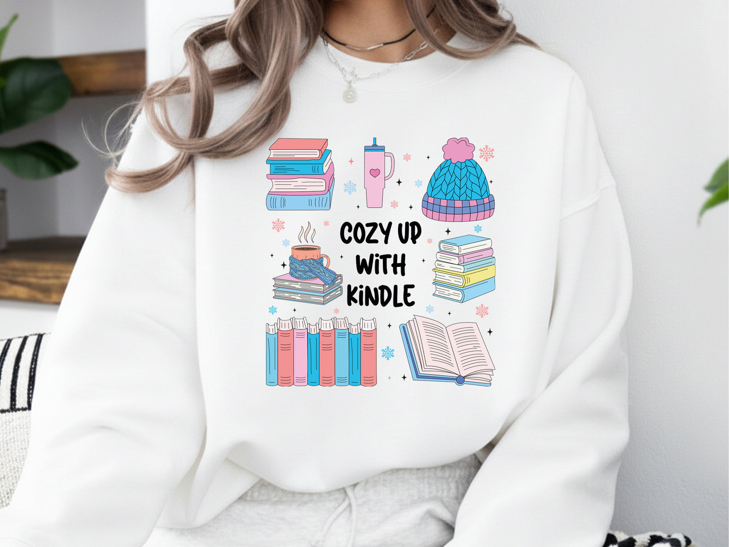 Cozy up with Kindle, Bookish Winter PNG Sublimation