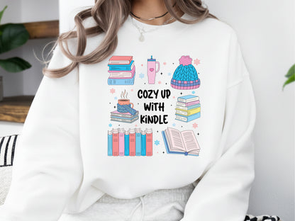Cozy up with Kindle, Bookish Winter PNG Sublimation