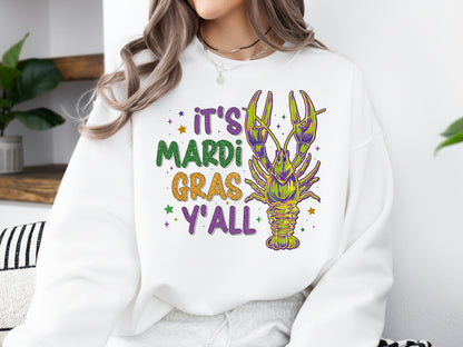 Crawfish It's Mardi Gras Y'all Sublimation PNG