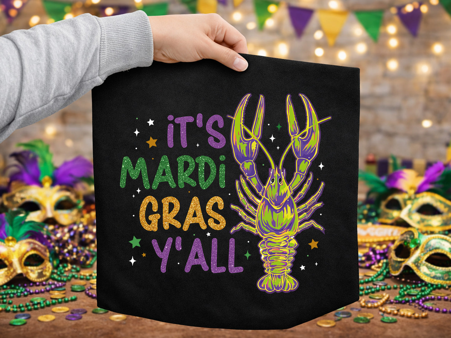 Crawfish It's Mardi Gras Y'all Sublimation PNG