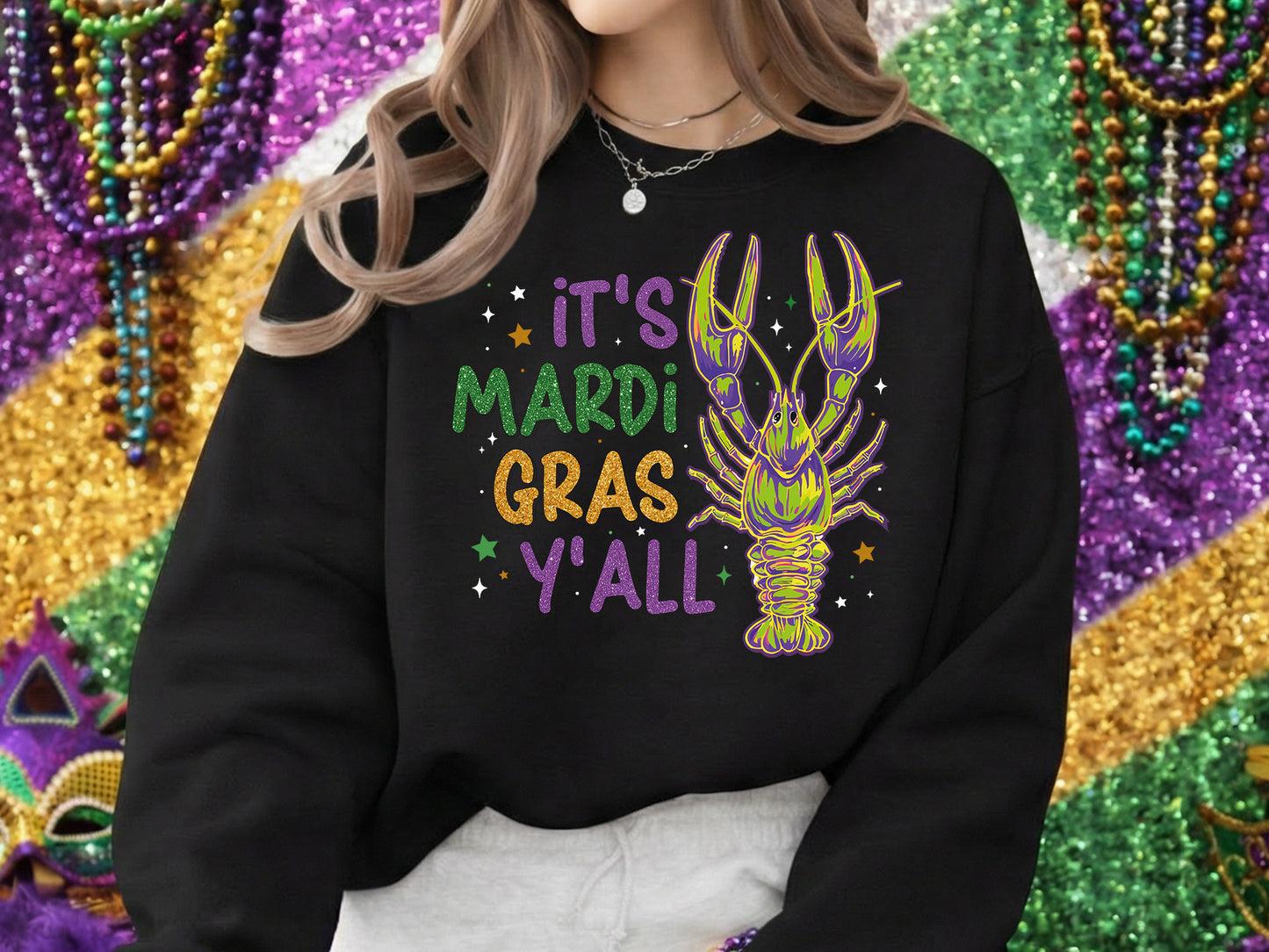 Crawfish It's Mardi Gras Y'all Sublimation PNG