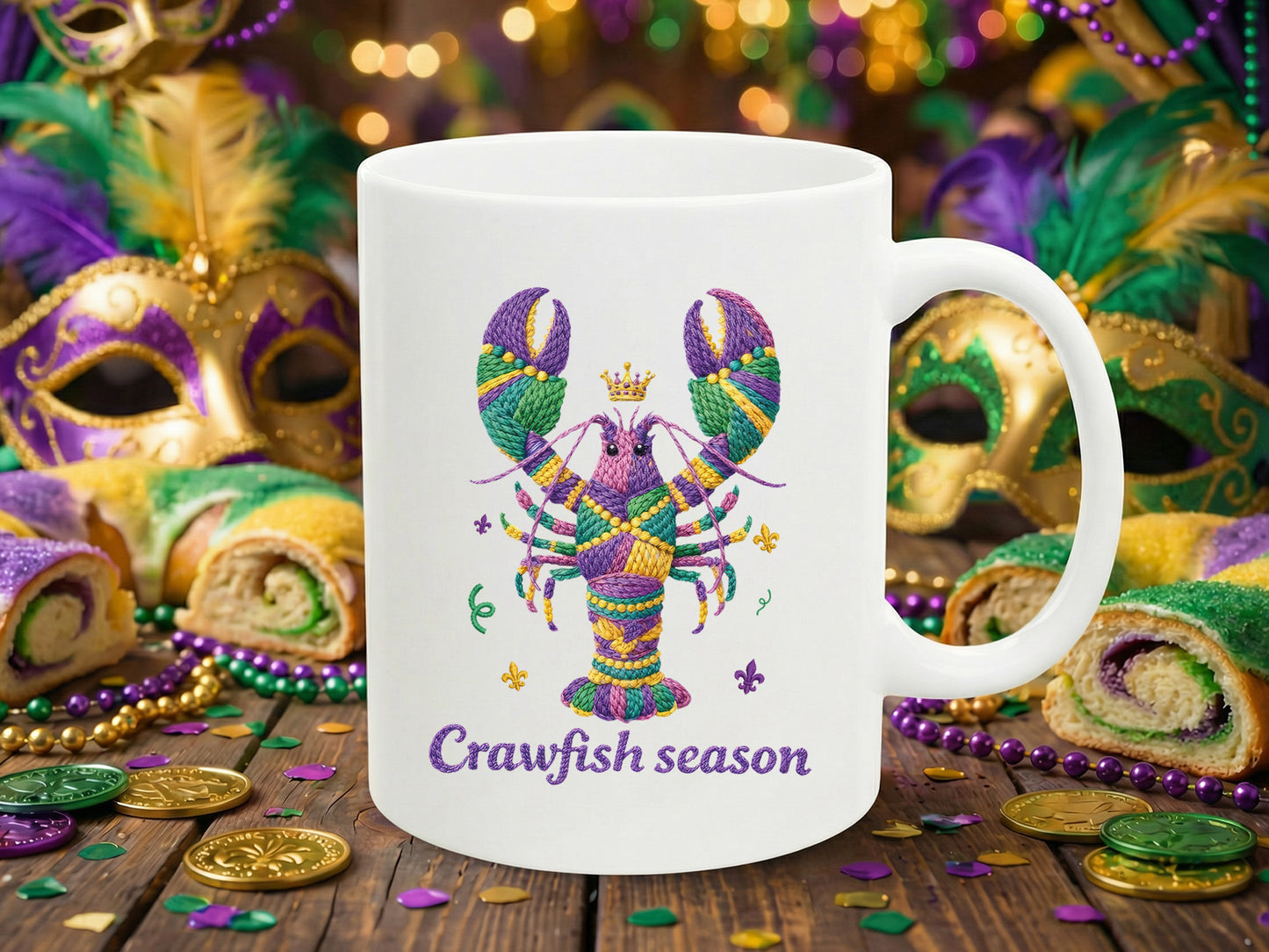 Crawfish Season, Faux Yarn Mardi Gras Sublimation