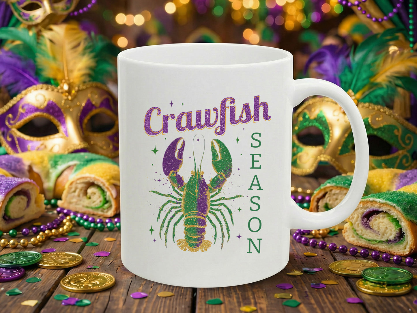 Crawfish Season, Preppy Glitter Mardi Gras PNG