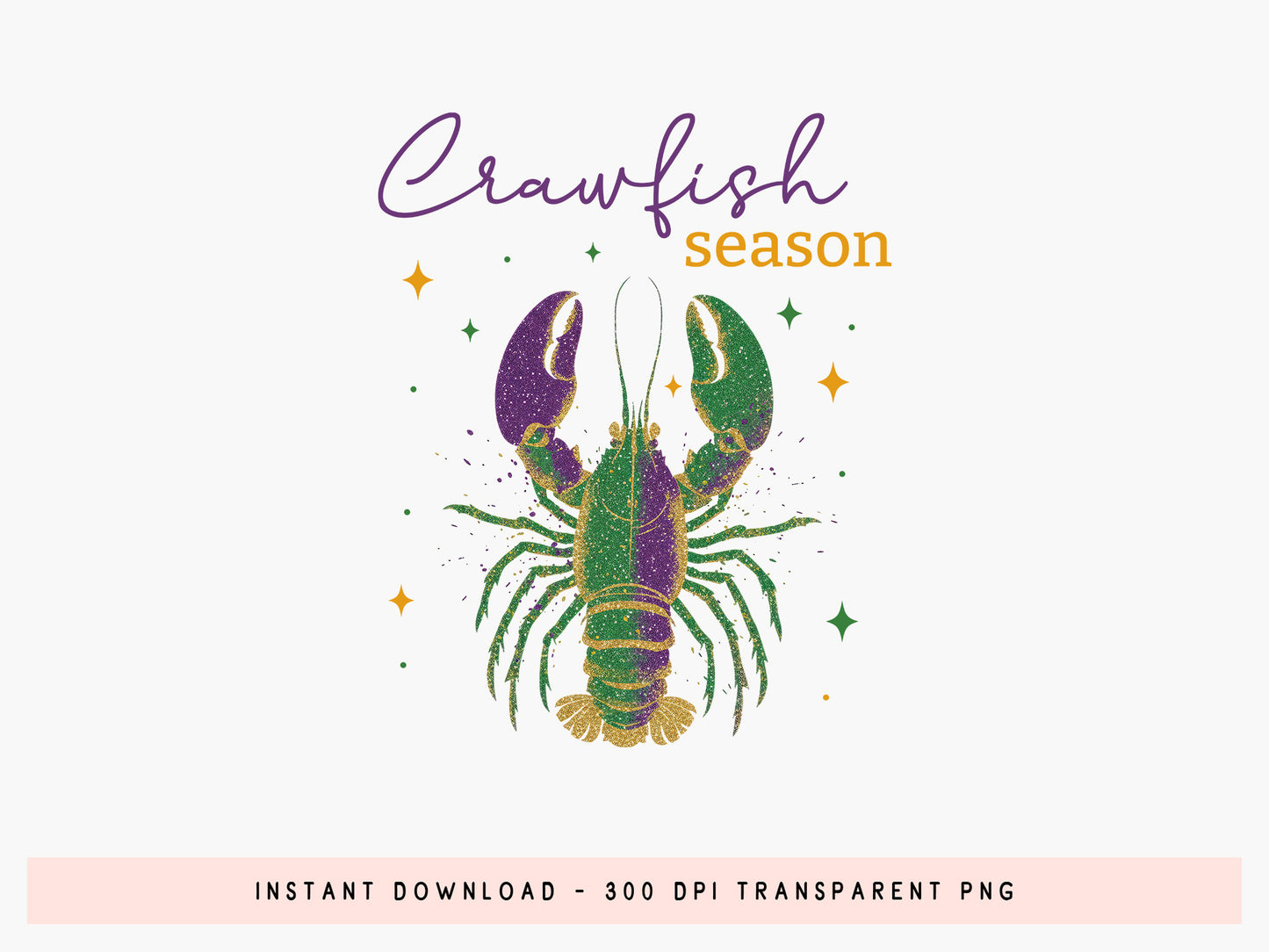 Crawfish Season, Preppy Mardi Gras Sublimation