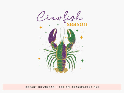 Crawfish Season, Preppy Mardi Gras Sublimation