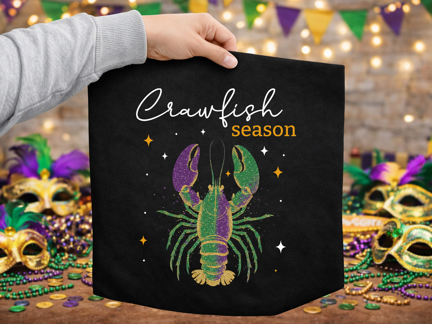 Crawfish Season, Preppy Mardi Gras Sublimation