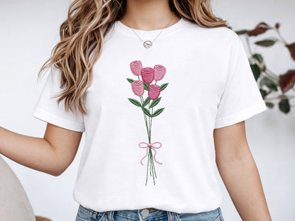 Crochet Pink Rose Bouquet Sublimation PNG