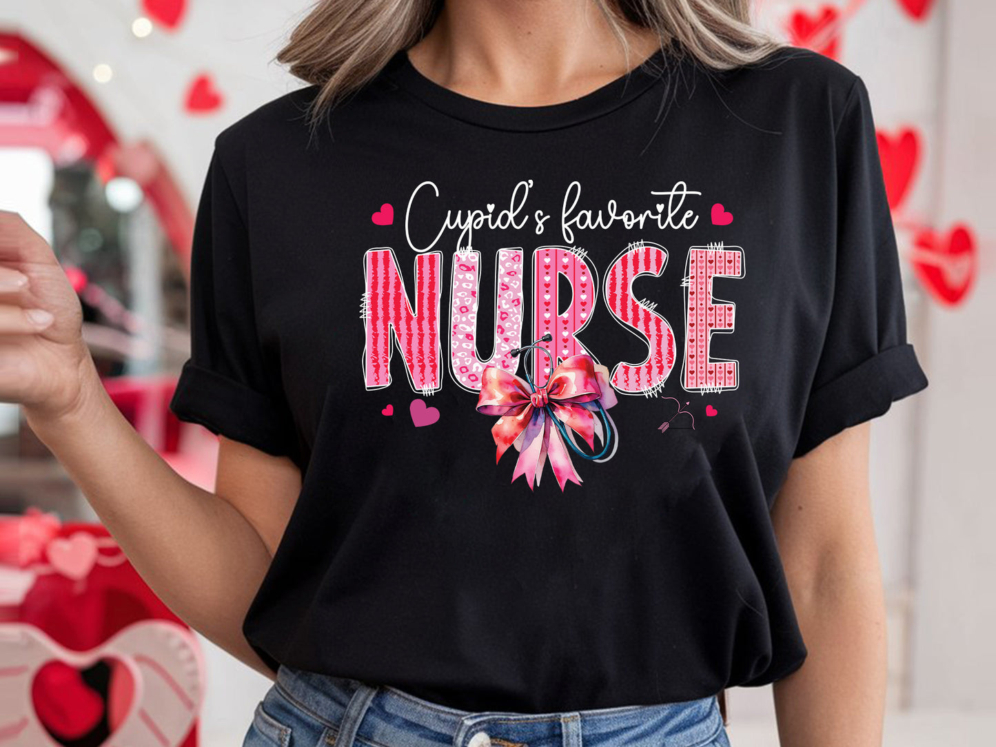 Cupid's Favorite Nurse - Coquette Valentine PNG Sublimation