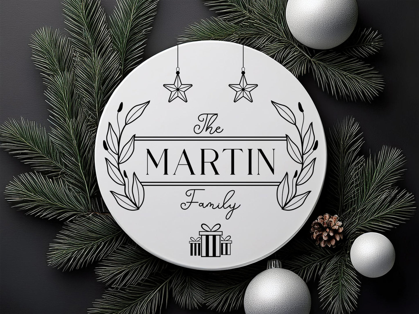 Custom Christmas Family Name Monogram Svg