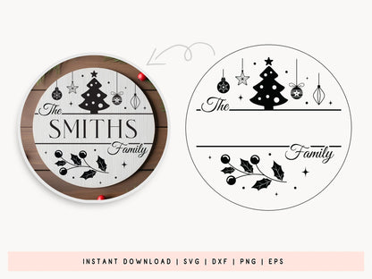 Custom Christmas Family Name Sign SVG