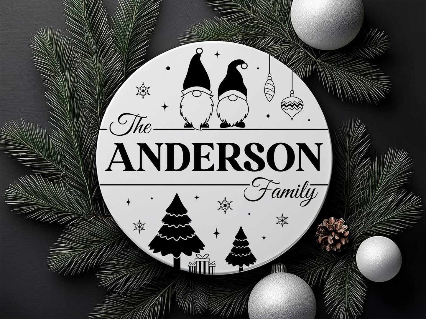 Custom Hand Painted Christmas Family Name Sign SVG