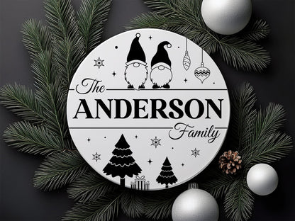 Custom Hand Painted Christmas Family Name Sign SVG