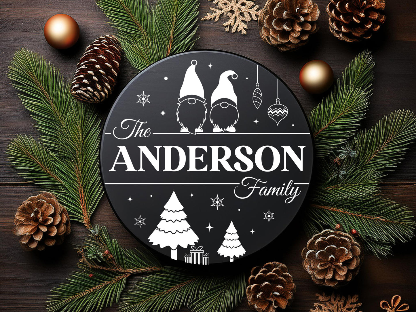 Custom Hand Painted Christmas Family Name Sign SVG