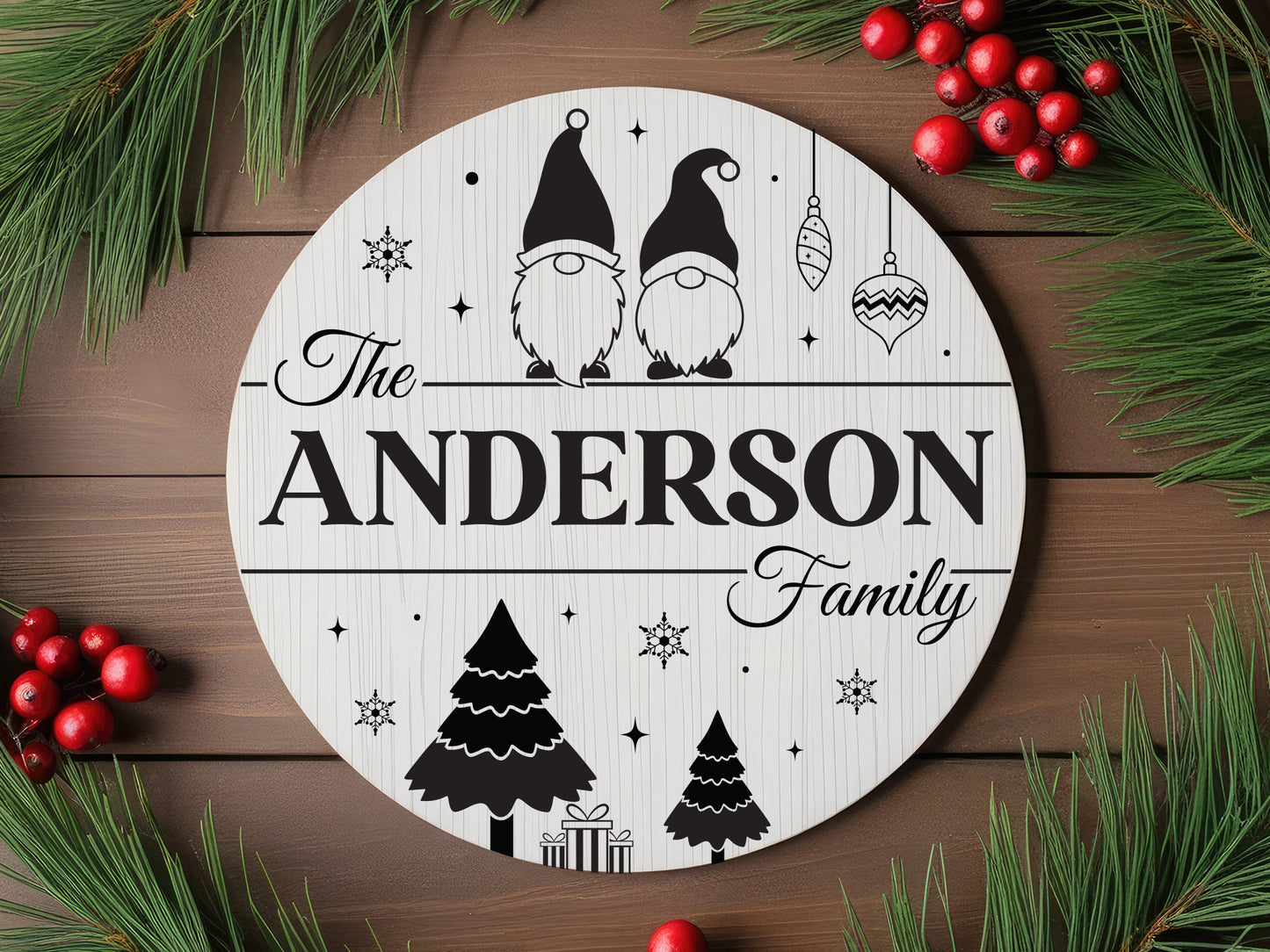 Custom Hand Painted Christmas Family Name Sign SVG