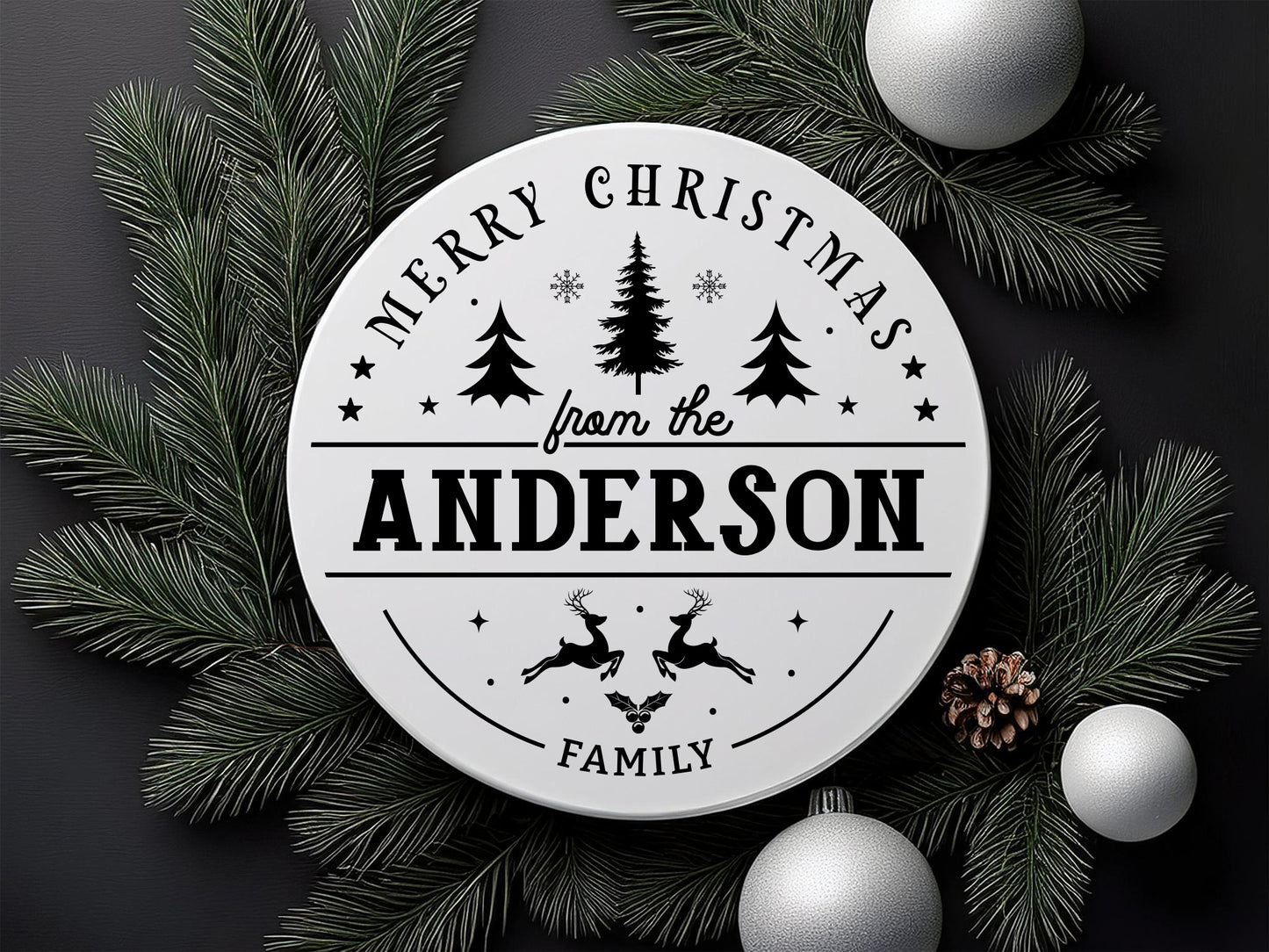 Custom Merry Christmas Family Name Sign SVG