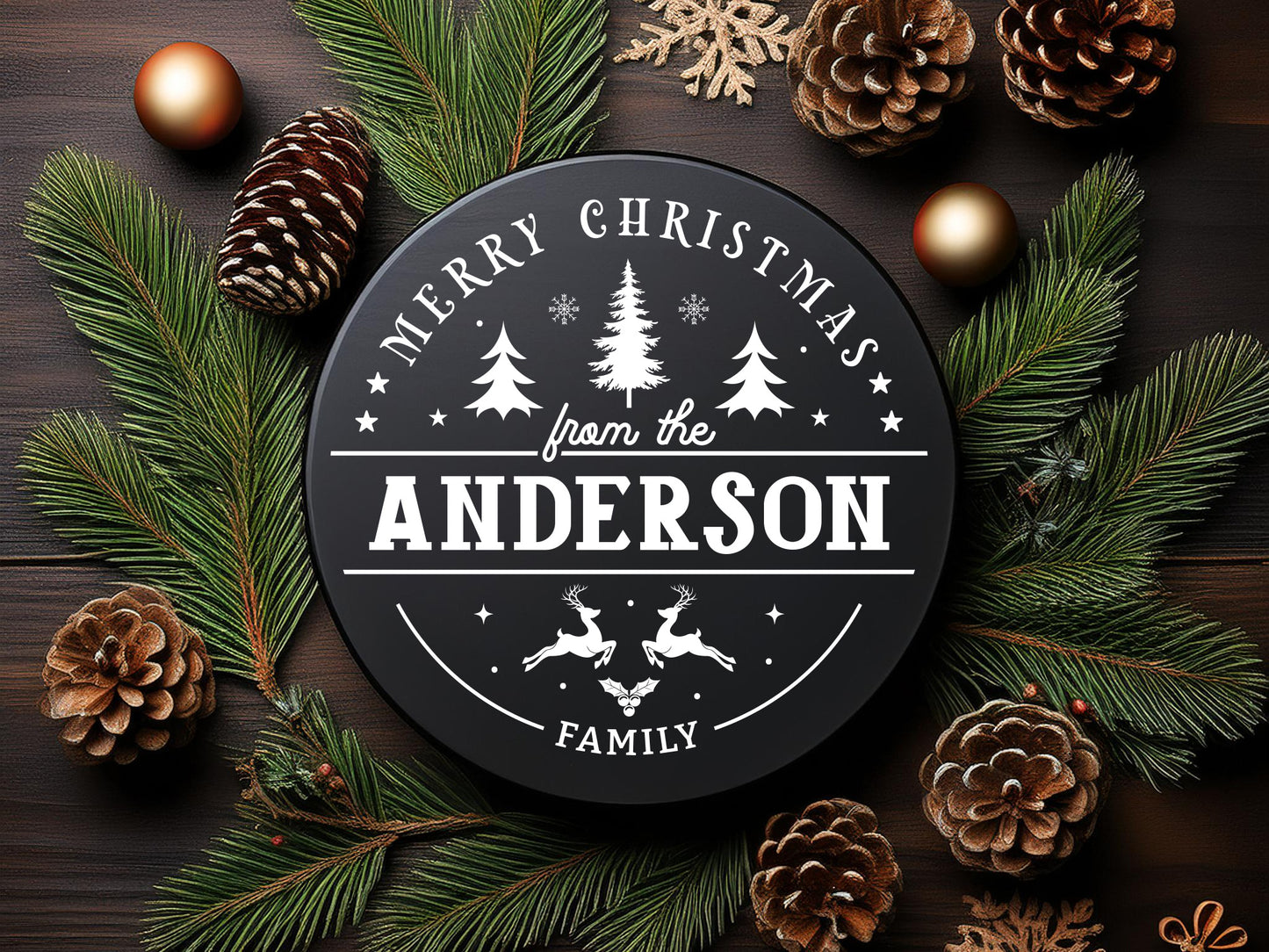 Custom Merry Christmas Family Name Sign SVG