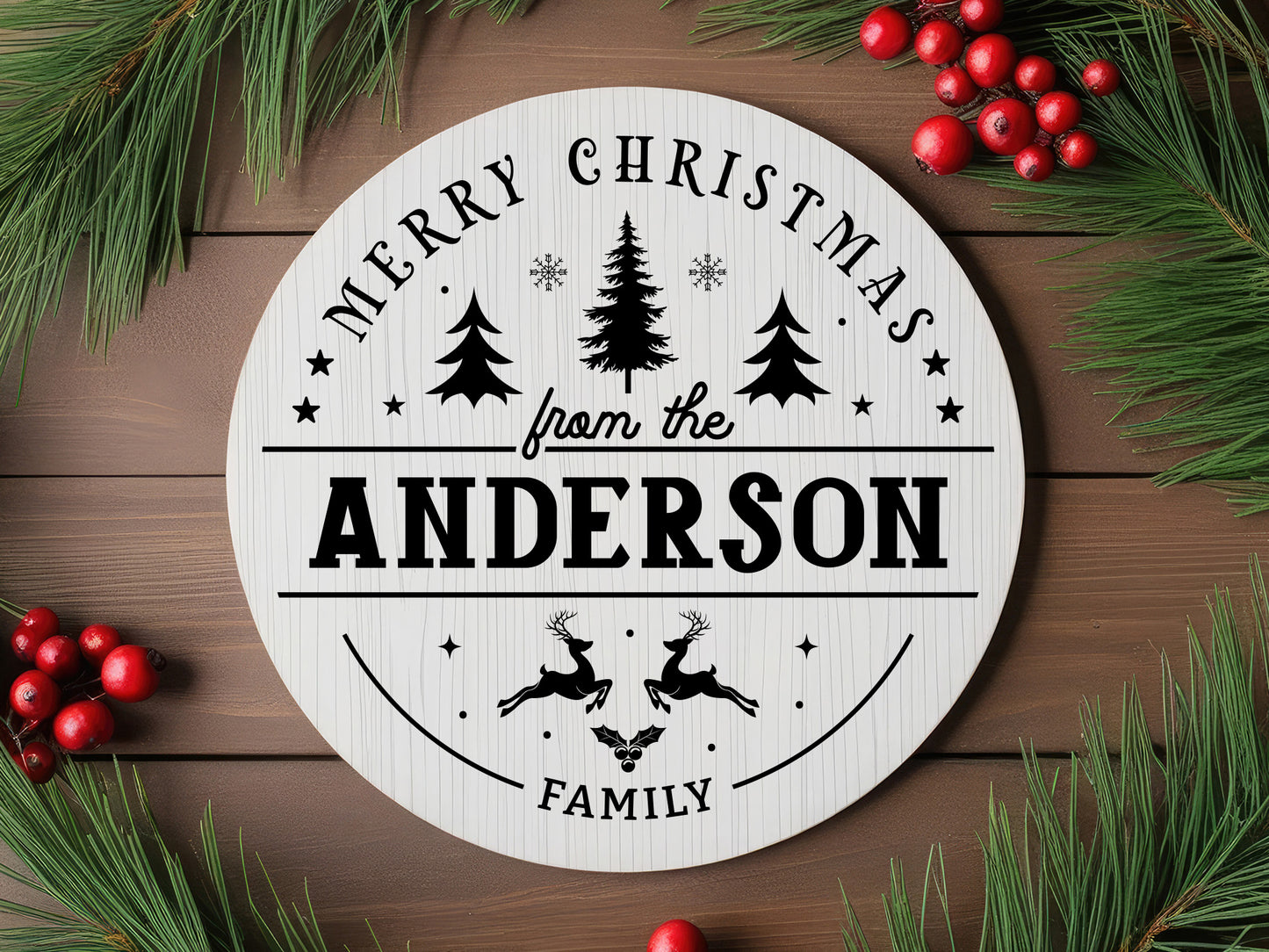 Custom Merry Christmas Family Name Sign SVG