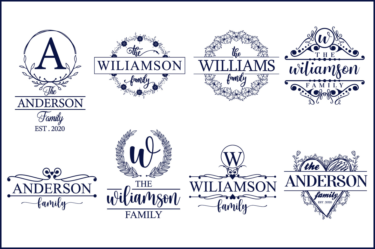 Custom Name Family Monogram SVG Bundle