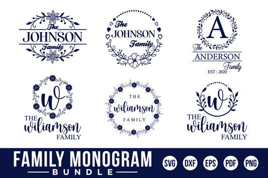 Custom Name Family Monogram SVG Bundle