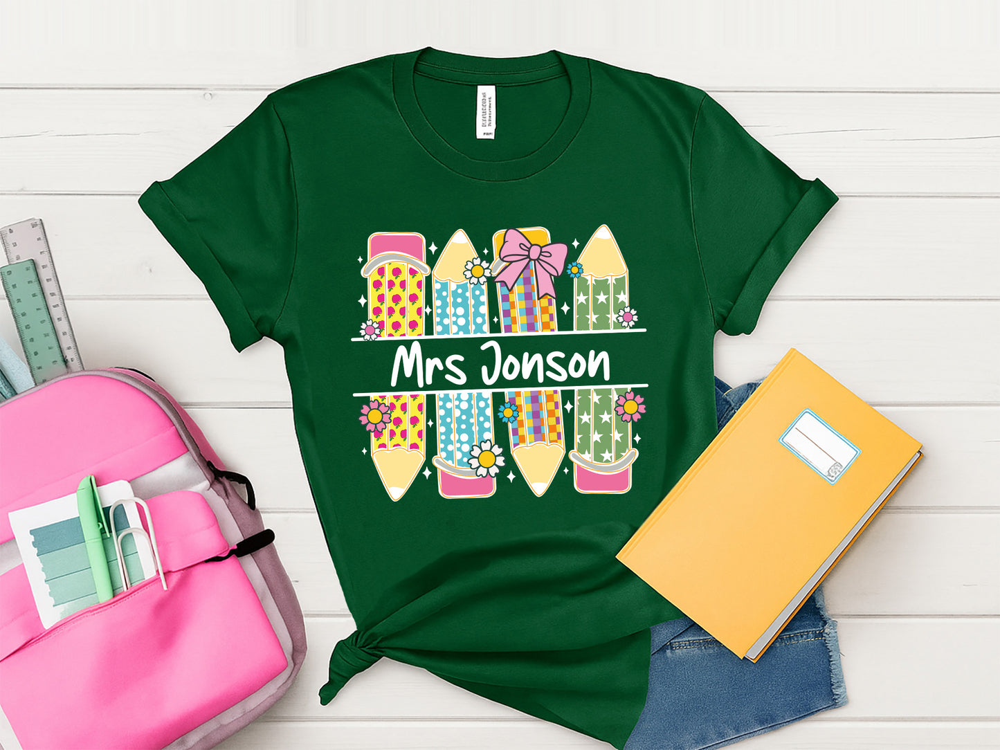 Custom Name Split Preppy Back to School Sublimation