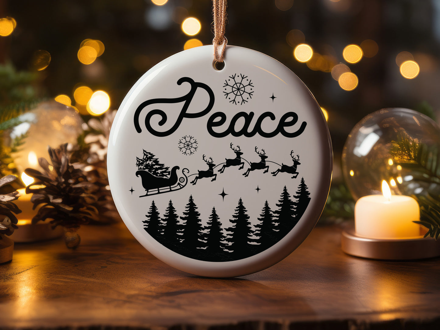 Customizable Christmas Ornament SVG - Peace