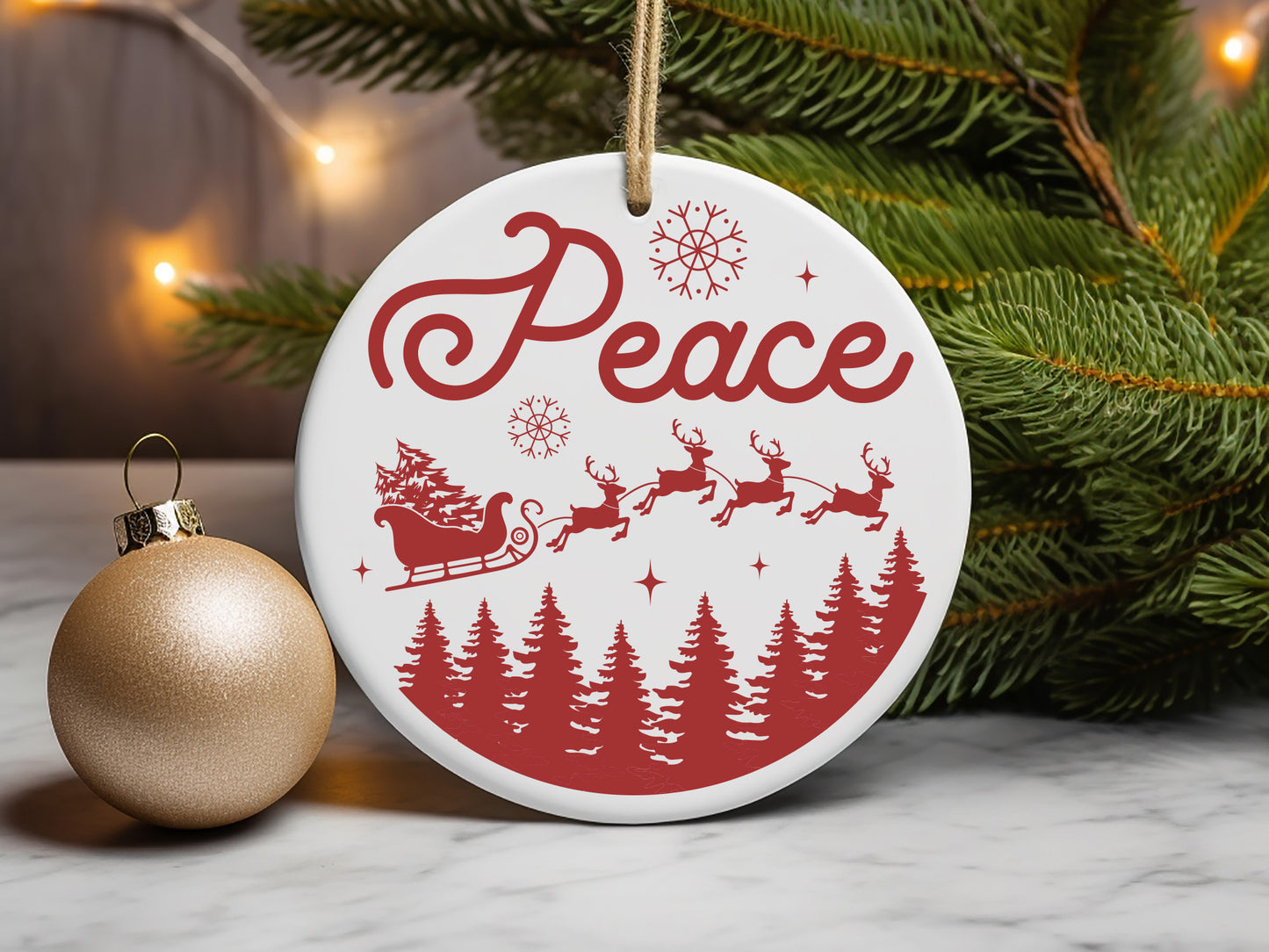 Customizable Christmas Ornament SVG - Peace